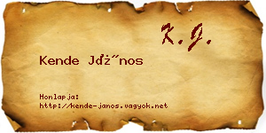 Kende János névjegykártya